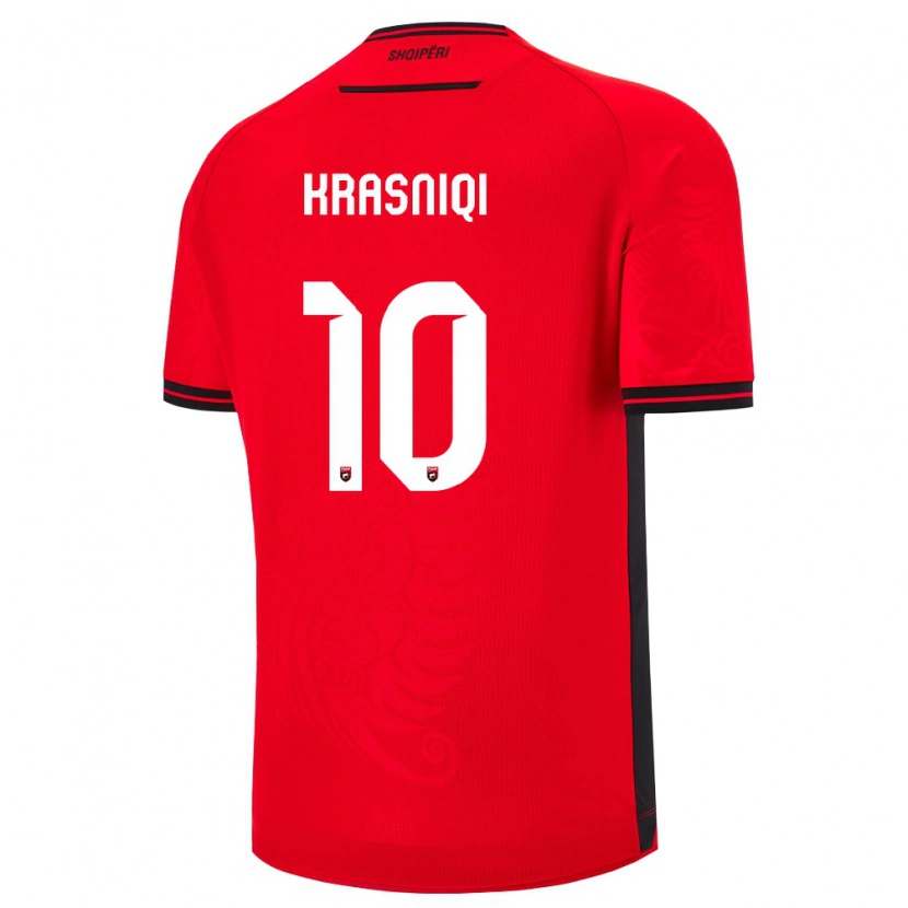 Danxen Hombre Camiseta Albania Qëndresa Krasniqi #10 Rojo Negro 1ª Equipación 26-28 La Camisa México