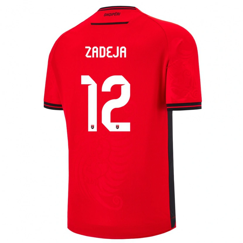 Danxen Hombre Camiseta Albania Darius Zadeja #12 Rojo Negro 1ª Equipación 26-28 La Camisa México