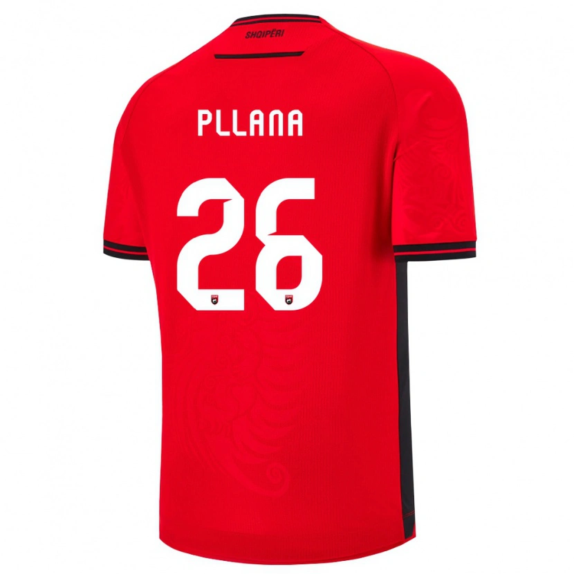 Danxen Hombre Camiseta Albania Bujar Pllana #26 Rojo Negro 1ª Equipación 26-28 La Camisa México