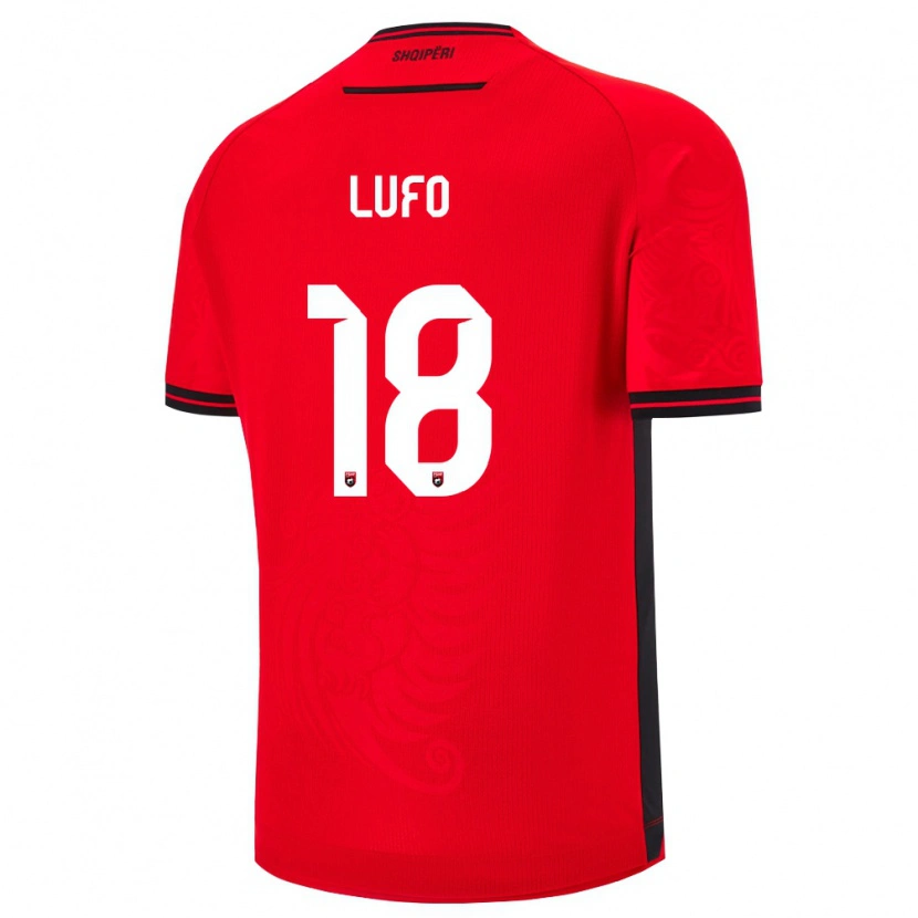 Danxen Hombre Camiseta Albania Esi Lufo #18 Rojo Negro 1ª Equipación 26-28 La Camisa México