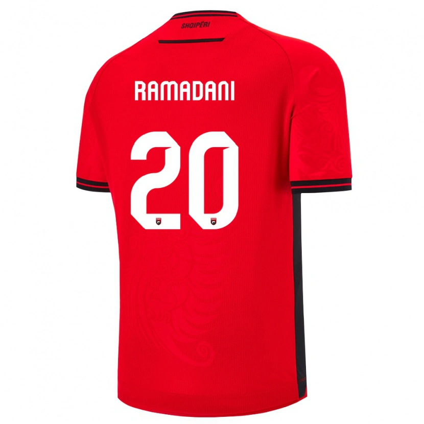 Danxen Hombre Camiseta Albania Ylber Ramadani #20 Rojo Negro 1ª Equipación 26-28 La Camisa México