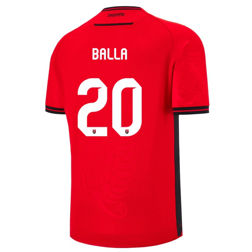 Danxen Hombre Camiseta Albania Robin Balla #20 Rojo Negro 1ª Equipación 26-28 La Camisa México