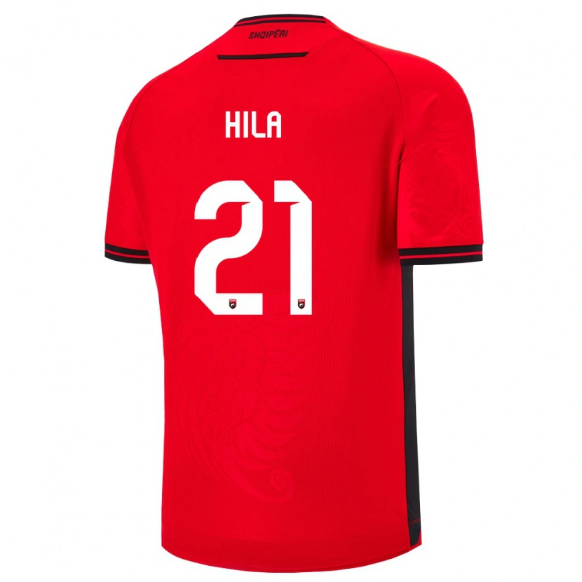 Danxen Hombre Camiseta Albania Alma Hila #21 Rojo Negro 1ª Equipación 26-28 La Camisa México