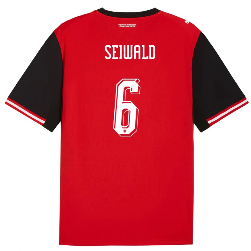 Danxen Hombre Camiseta Austria Nicolas Seiwald #6 Negro Blanco 1ª Equipación 26-28 La Camisa México