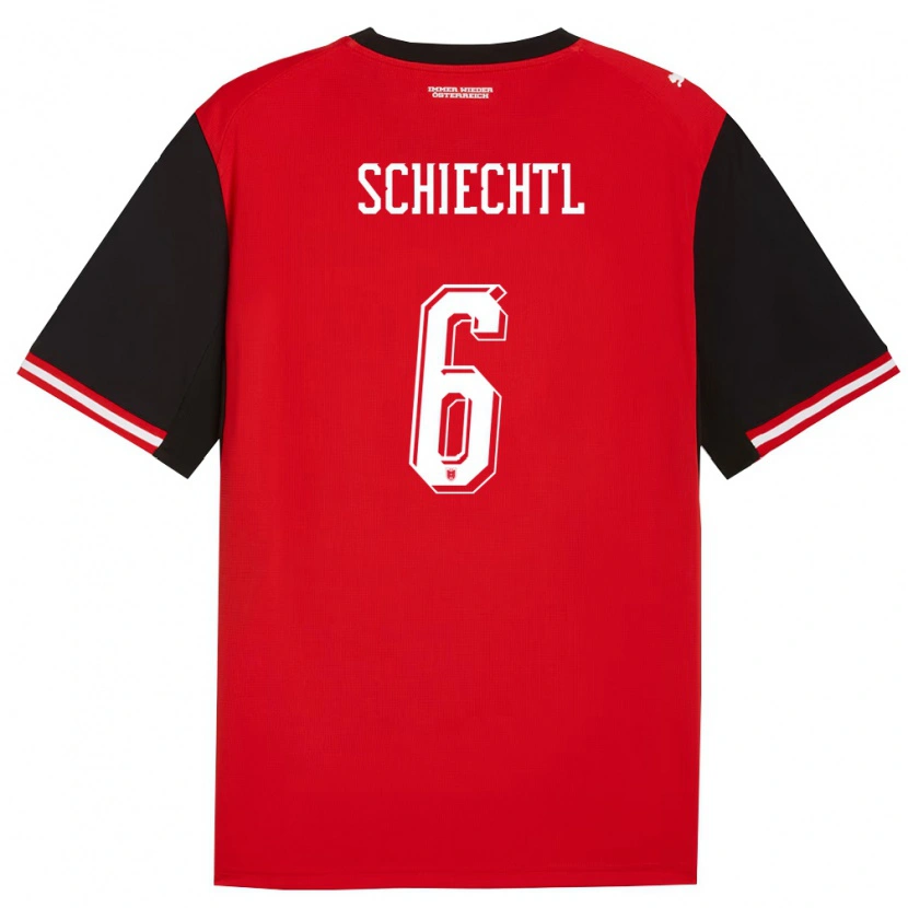 Danxen Hombre Camiseta Austria Katharina Schiechtl #6 Negro Blanco 1ª Equipación 26-28 La Camisa México