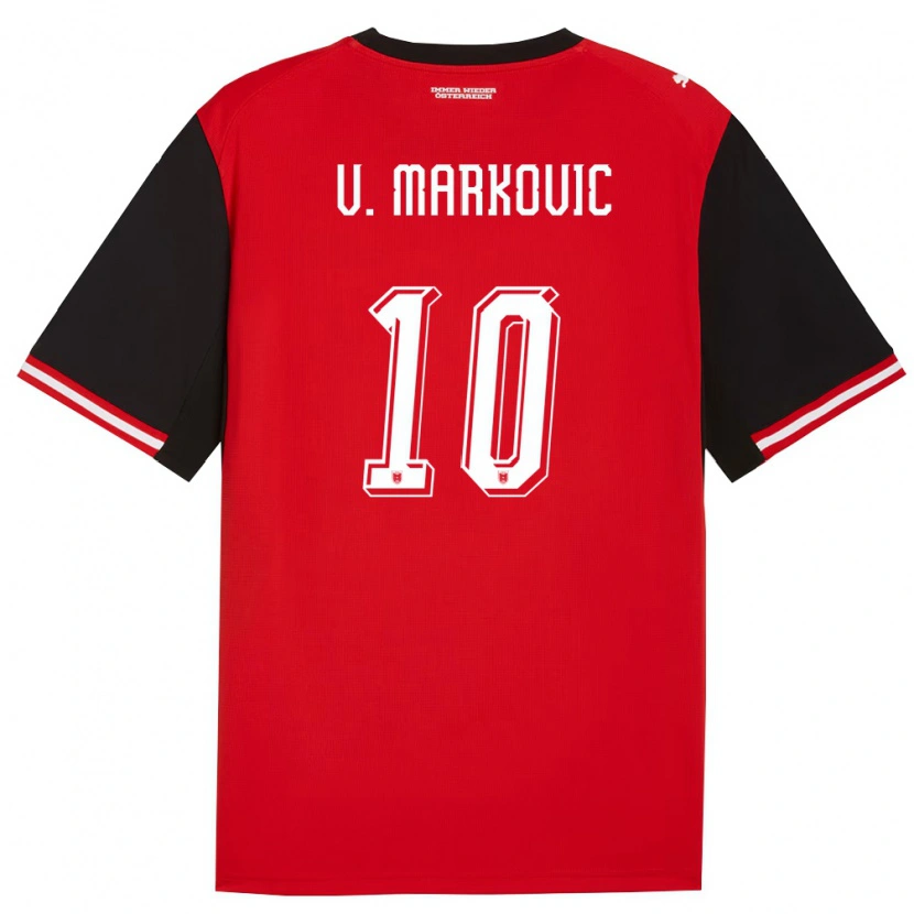 Danxen Hombre Camiseta Austria Vasilije Markovic #10 Negro Blanco 1ª Equipación 26-28 La Camisa México