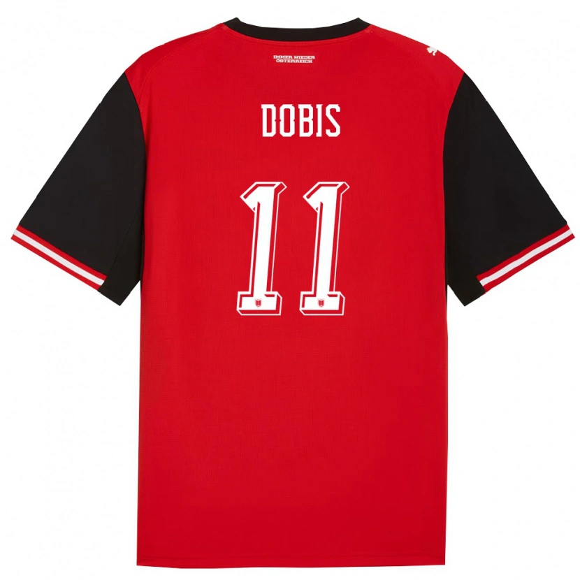 Danxen Hombre Camiseta Austria Dominik Dobis #11 Negro Blanco 1ª Equipación 26-28 La Camisa México