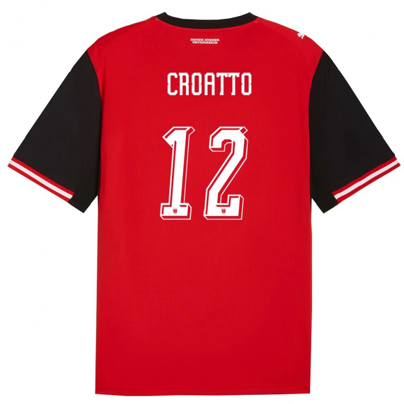 Danxen Hombre Camiseta Austria Michela Croatto #12 Negro Blanco 1ª Equipación 26-28 La Camisa México