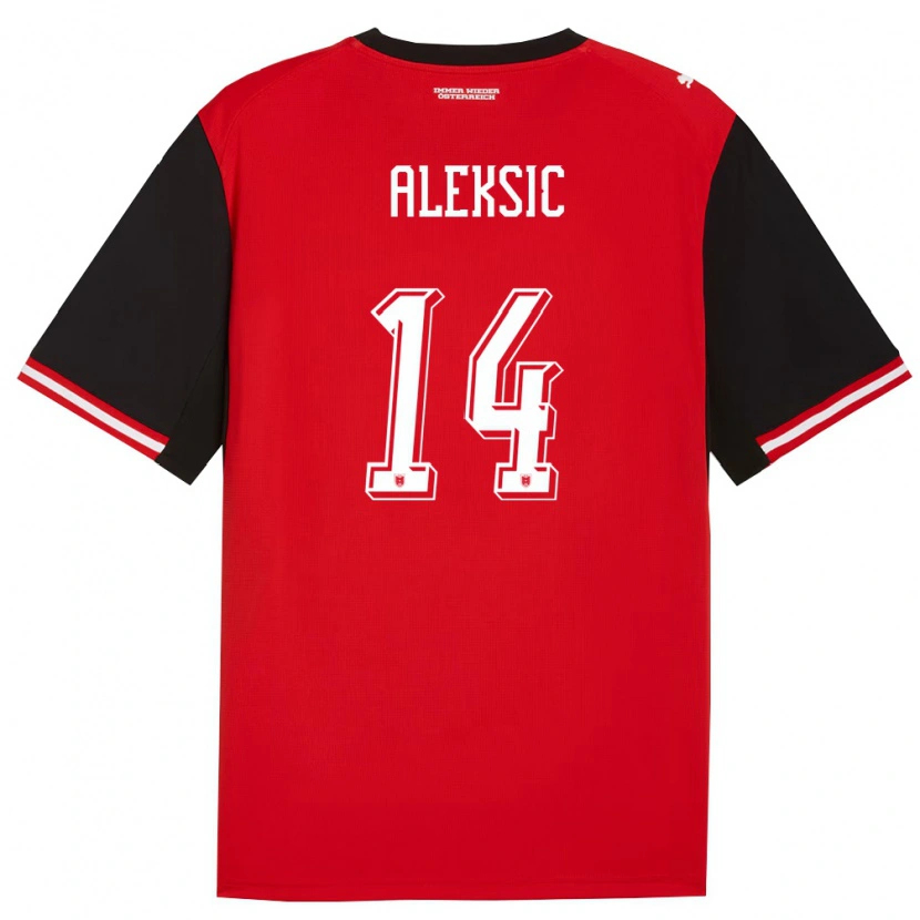 Danxen Hombre Camiseta Austria Filip Aleksic #14 Negro Blanco 1ª Equipación 26-28 La Camisa México