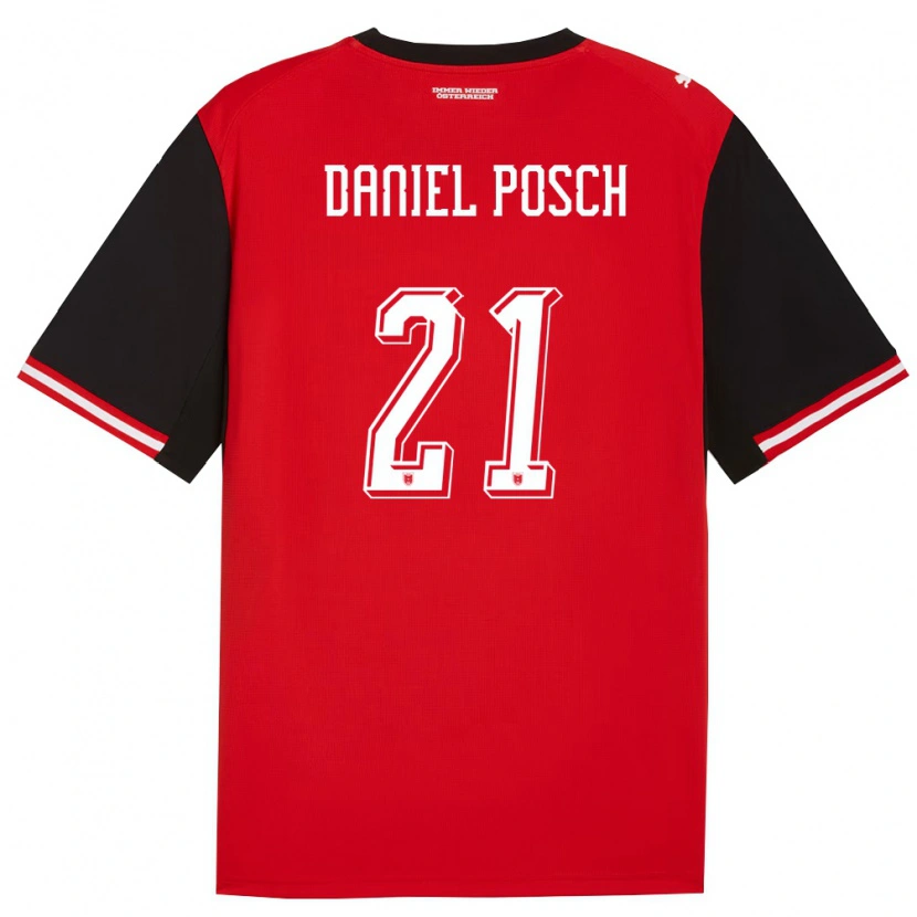 Danxen Hombre Camiseta Austria Daniel Posch #21 Negro Blanco 1ª Equipación 26-28 La Camisa México