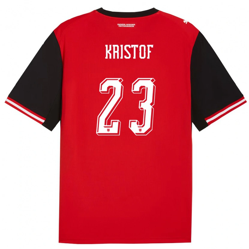 Danxen Hombre Camiseta Austria Nicolas Kristof #23 Negro Blanco 1ª Equipación 26-28 La Camisa México