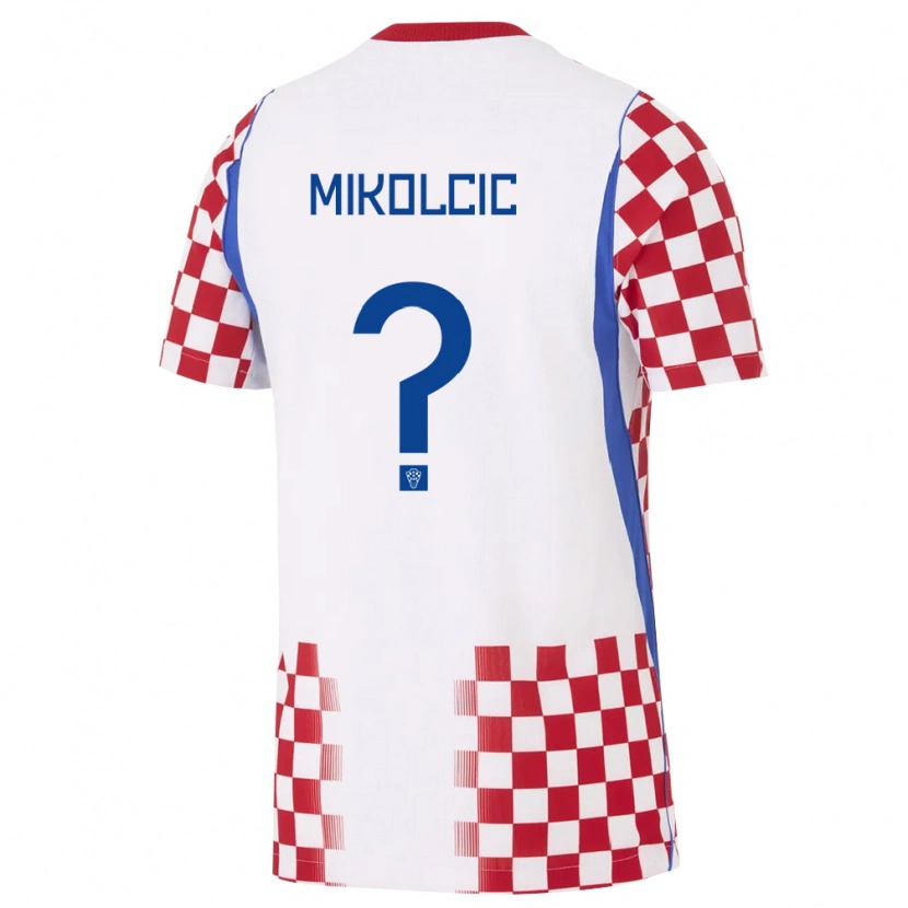 Danxen Hombre Camiseta Croacia Simun Mikolcic #0 Blanco Rojo Azul 1ª Equipación 26-28 La Camisa México