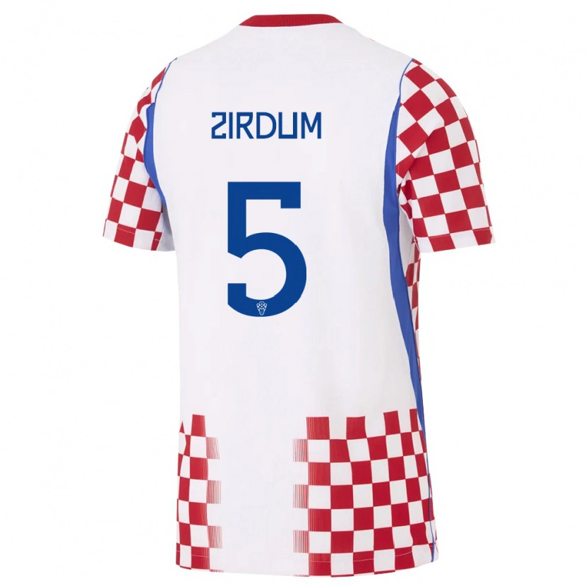 Danxen Hombre Camiseta Croacia Karlo Zirdum #5 Blanco Rojo Azul 1ª Equipación 26-28 La Camisa México