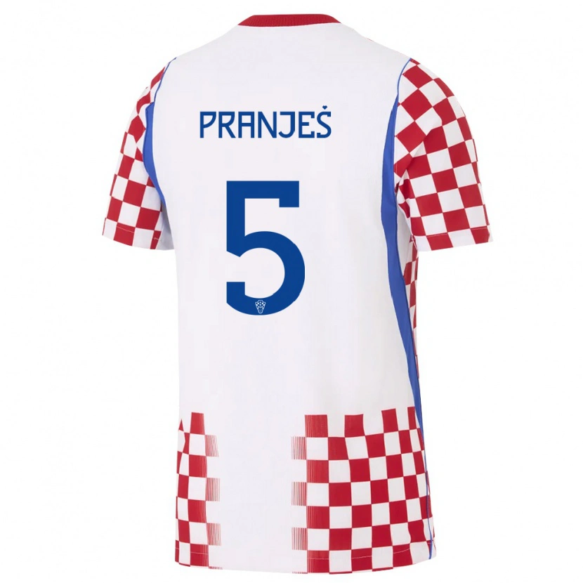 Danxen Hombre Camiseta Croacia Katarina Pranjes #5 Blanco Rojo Azul 1ª Equipación 26-28 La Camisa México