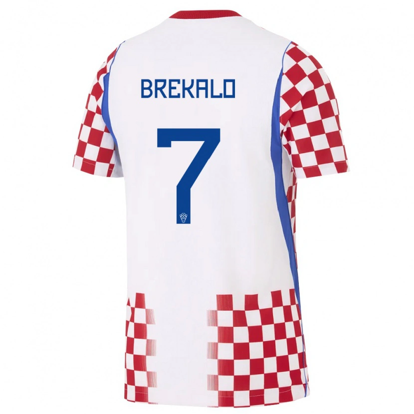 Danxen Hombre Camiseta Croacia Josip Brekalo #7 Blanco Rojo Azul 1ª Equipación 26-28 La Camisa México