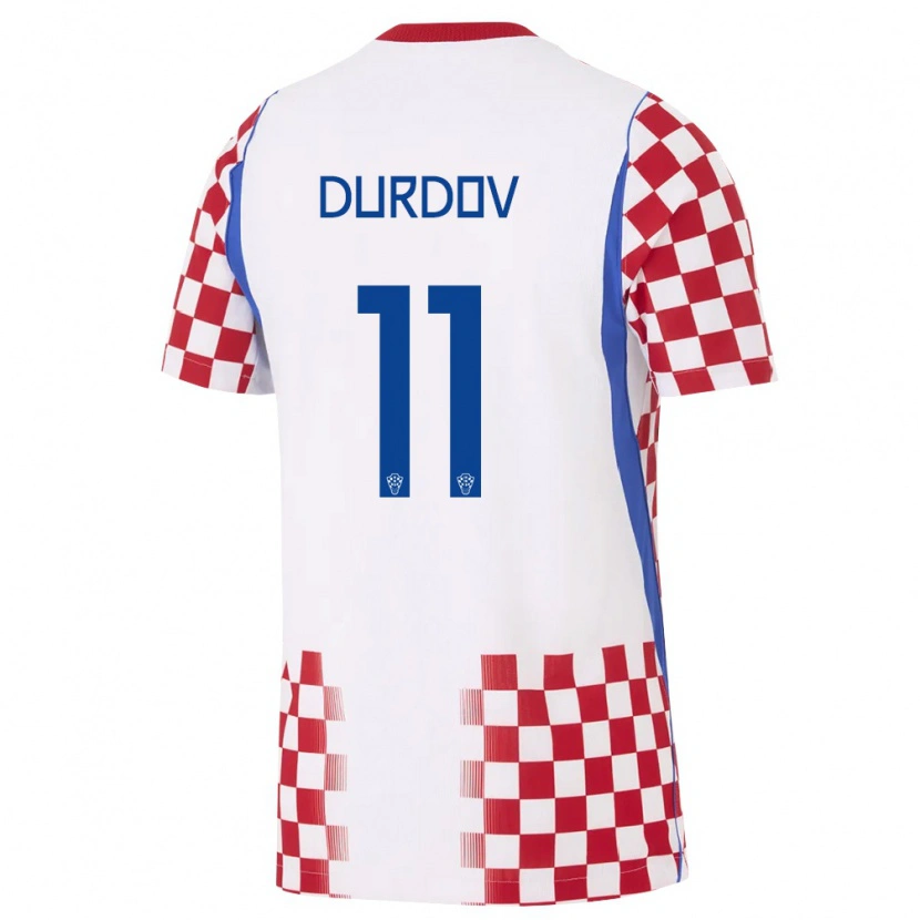 Danxen Hombre Camiseta Croacia Bruno Durdov #11 Blanco Rojo Azul 1ª Equipación 26-28 La Camisa México
