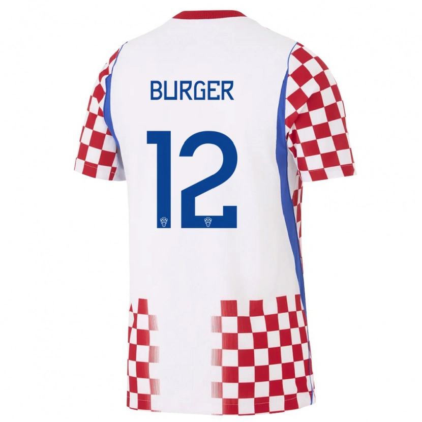 Danxen Hombre Camiseta Croacia Roko Burger #12 Blanco Rojo Azul 1ª Equipación 26-28 La Camisa México