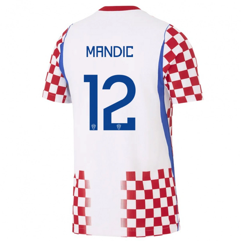 Danxen Hombre Camiseta Croacia Ivan Mandic #12 Blanco Rojo Azul 1ª Equipación 26-28 La Camisa México