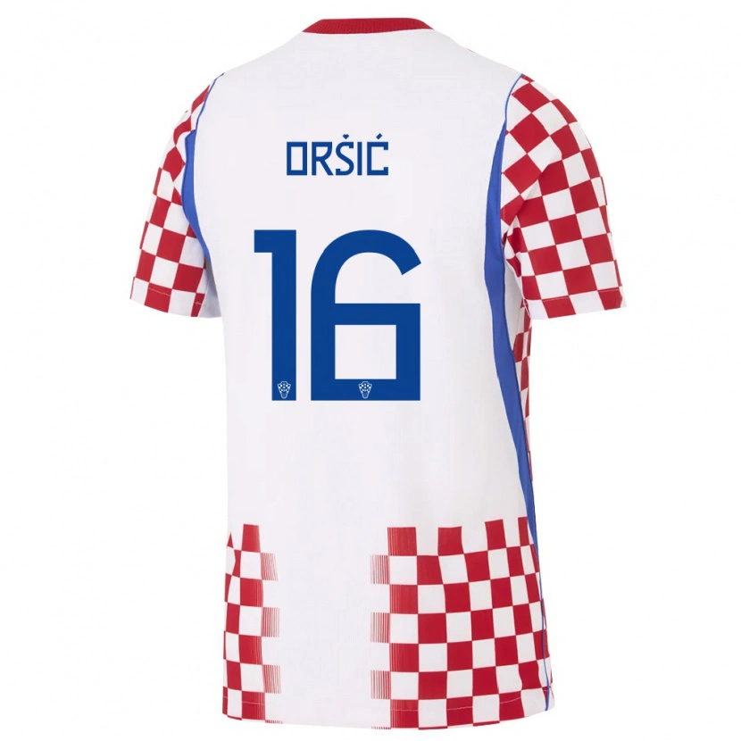 Danxen Hombre Camiseta Croacia Mislav Orsic #16 Blanco Rojo Azul 1ª Equipación 26-28 La Camisa México