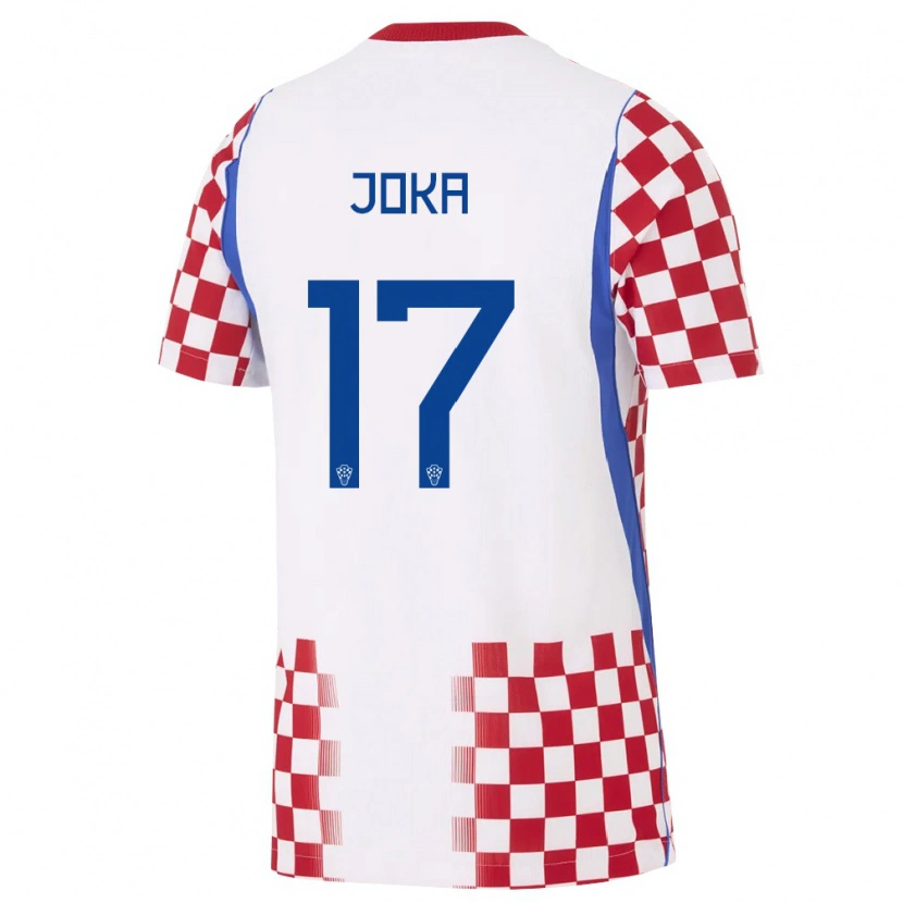 Danxen Hombre Camiseta Croacia Rio Joka #17 Blanco Rojo Azul 1ª Equipación 26-28 La Camisa México