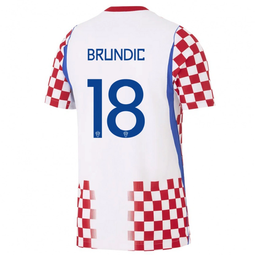 Danxen Hombre Camiseta Croacia Josip Brundic #18 Blanco Rojo Azul 1ª Equipación 26-28 La Camisa México