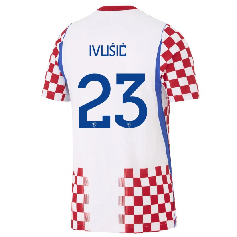 Danxen Hombre Camiseta Croacia Ivica Ivusic #23 Blanco Rojo Azul 1ª Equipación 26-28 La Camisa México
