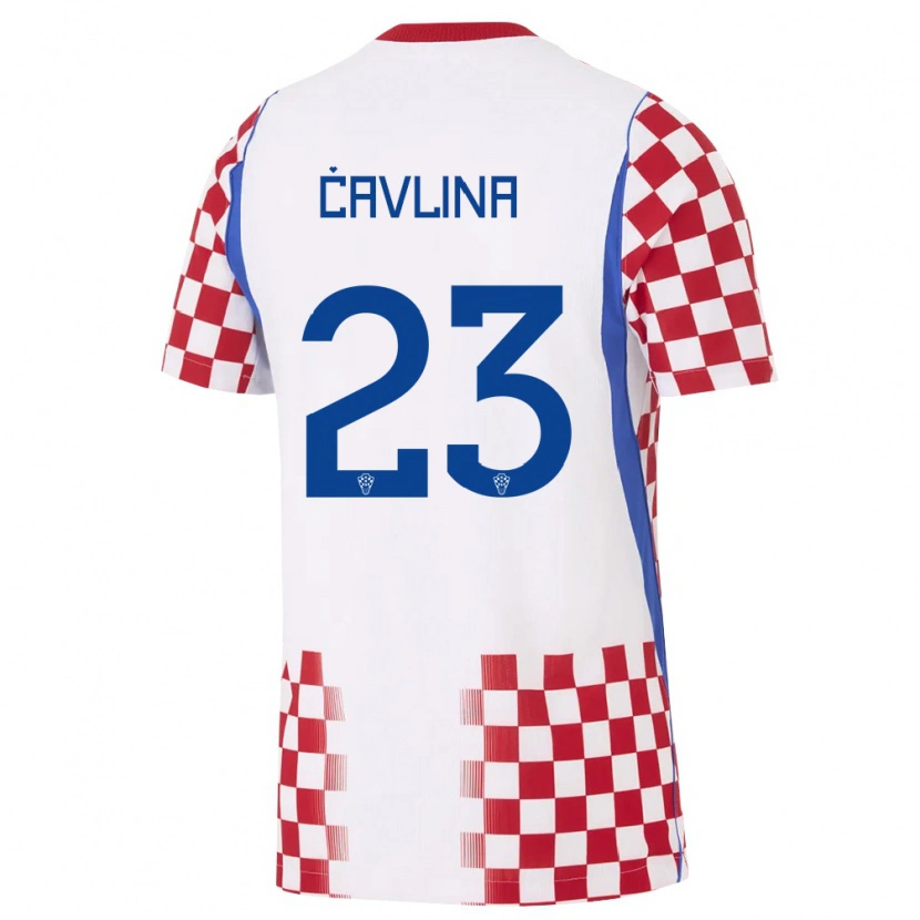 Danxen Hombre Camiseta Croacia Nikola Cavlina #23 Blanco Rojo Azul 1ª Equipación 26-28 La Camisa México
