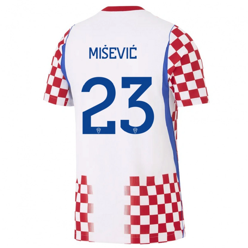 Danxen Hombre Camiseta Croacia Luigi Misevic #23 Blanco Rojo Azul 1ª Equipación 26-28 La Camisa México