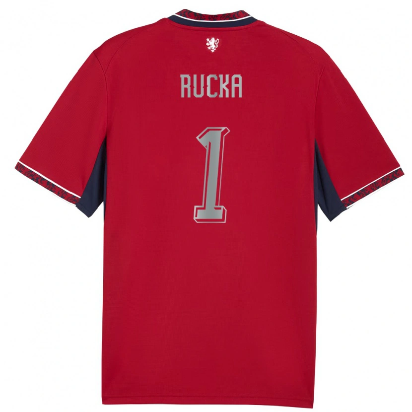 Danxen Hombre Camiseta Chequia Filip Rucka #1 Rojo Blanco Marino 1ª Equipación 26-28 La Camisa México