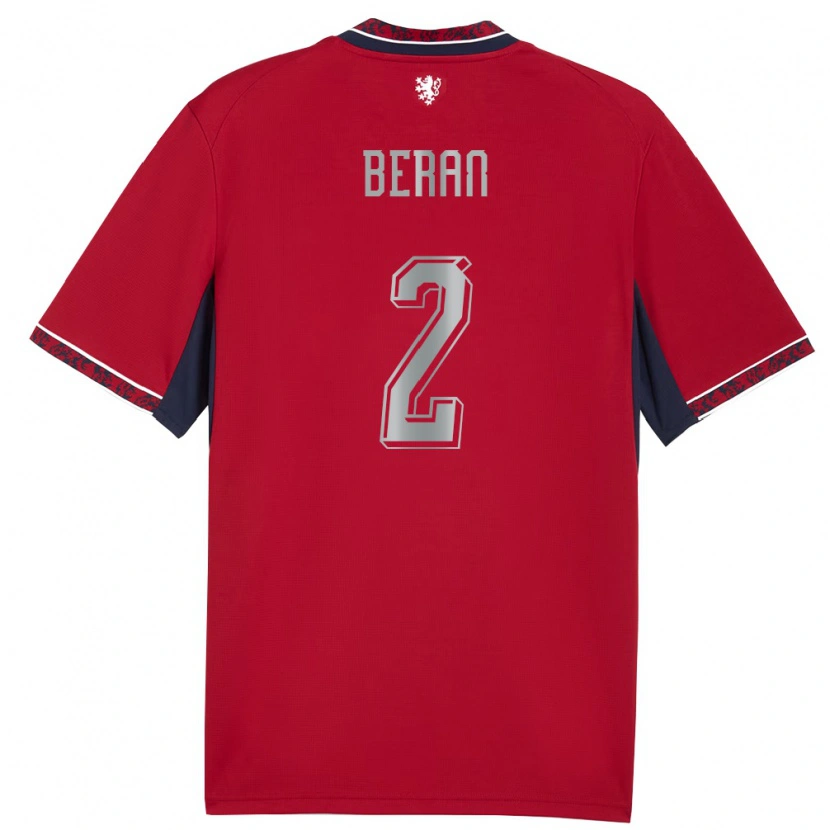 Danxen Hombre Camiseta Chequia Stepan Beran #2 Rojo Blanco Marino 1ª Equipación 26-28 La Camisa México