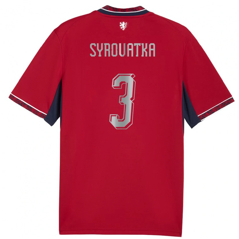 Danxen Hombre Camiseta Chequia Matyas Syrovatka #3 Rojo Blanco Marino 1ª Equipación 26-28 La Camisa México