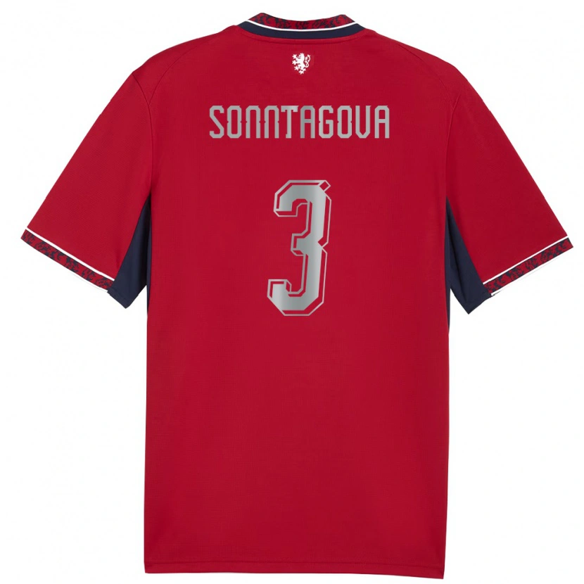 Danxen Hombre Camiseta Chequia Eliška Sonntagová #3 Rojo Blanco Marino 1ª Equipación 26-28 La Camisa México