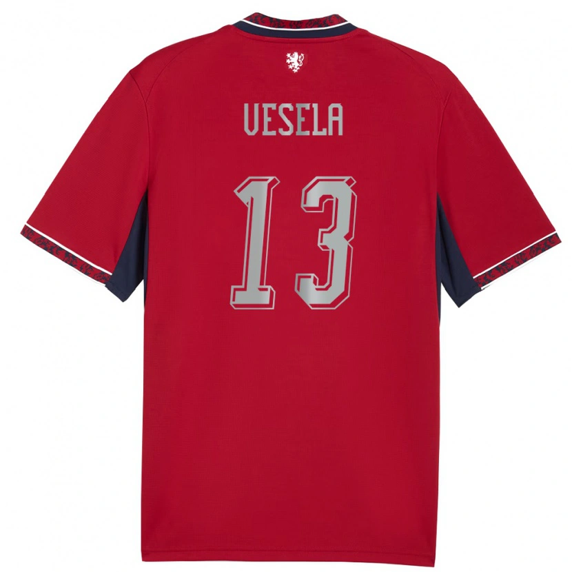 Danxen Hombre Camiseta Chequia Denisa Veselá #13 Rojo Blanco Marino 1ª Equipación 26-28 La Camisa México