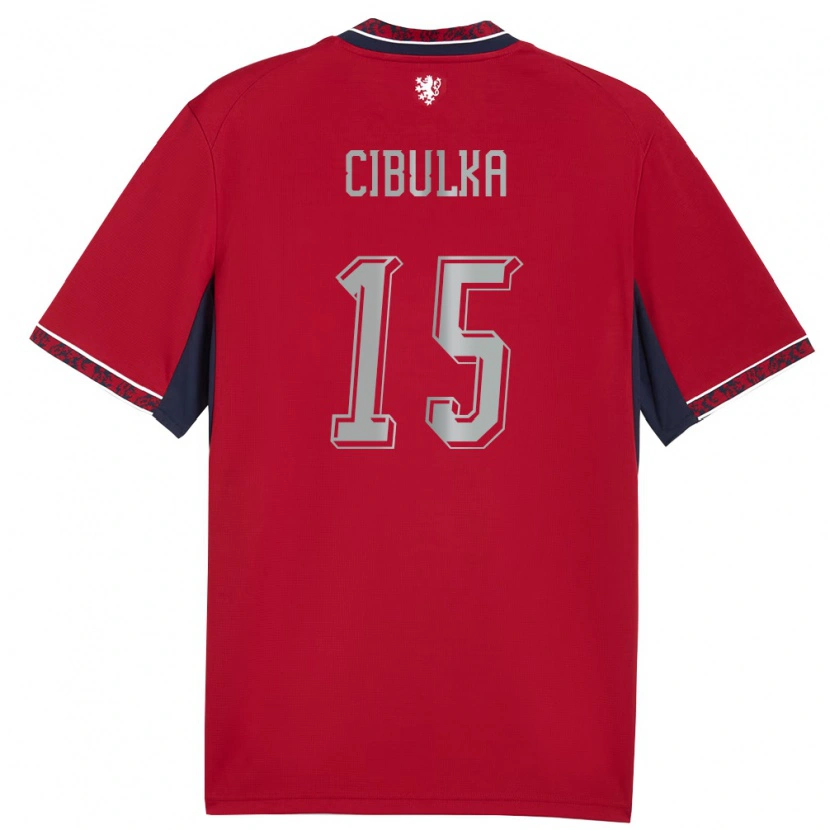 Danxen Hombre Camiseta Chequia Oskar Cibulka #15 Rojo Blanco Marino 1ª Equipación 26-28 La Camisa México