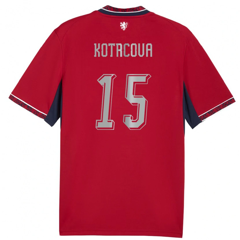 Danxen Hombre Camiseta Chequia Kateřina Kotrčová #15 Rojo Blanco Marino 1ª Equipación 26-28 La Camisa México