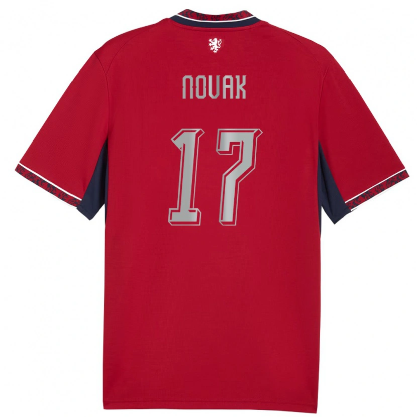 Danxen Hombre Camiseta Chequia Adam Novak #17 Rojo Blanco Marino 1ª Equipación 26-28 La Camisa México