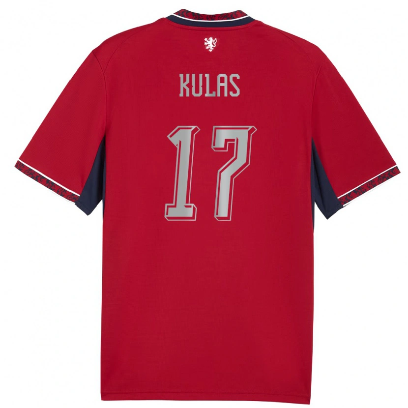 Danxen Hombre Camiseta Chequia Martin Kulas #17 Rojo Blanco Marino 1ª Equipación 26-28 La Camisa México