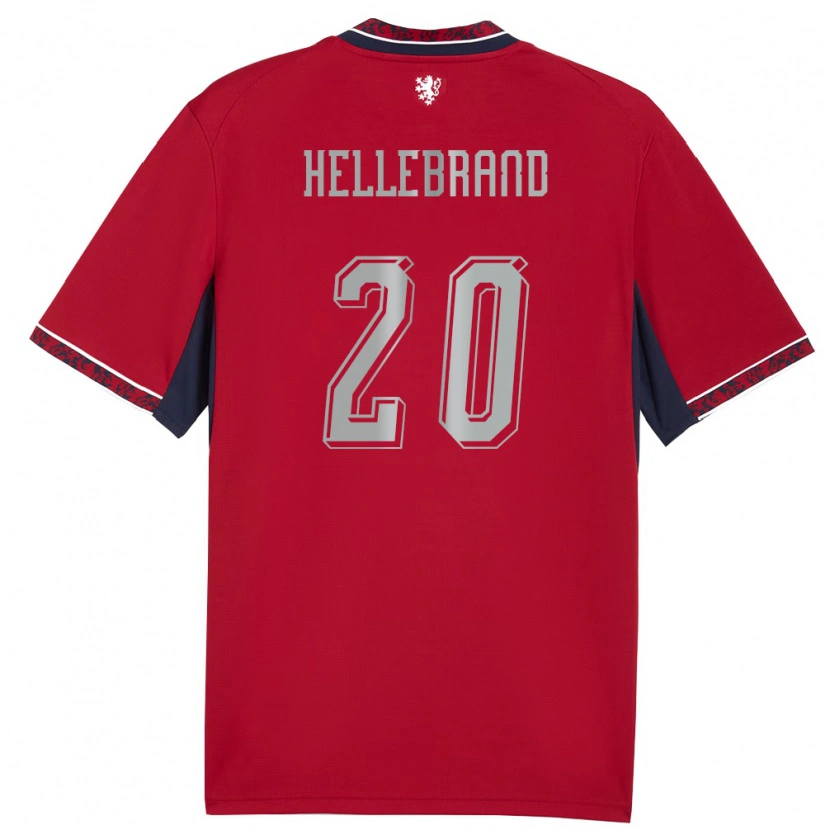 Danxen Hombre Camiseta Chequia Tomas Hellebrand #20 Rojo Blanco Marino 1ª Equipación 26-28 La Camisa México