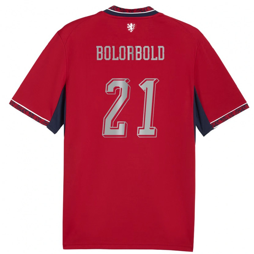 Danxen Hombre Camiseta Chequia Chinguun Bolorbold #21 Rojo Blanco Marino 1ª Equipación 26-28 La Camisa México