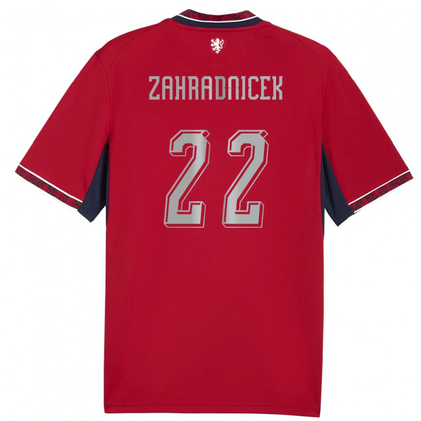 Danxen Hombre Camiseta Chequia Vaclav Zahradnicek #22 Rojo Blanco Marino 1ª Equipación 26-28 La Camisa México