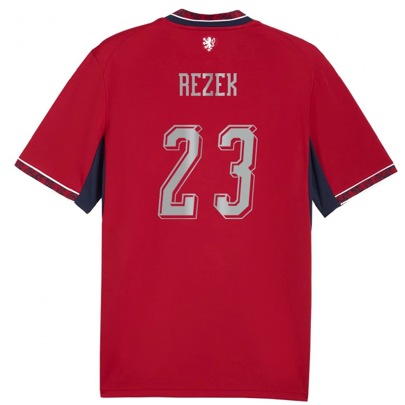 Danxen Hombre Camiseta Chequia Adam Rezek #23 Rojo Blanco Marino 1ª Equipación 26-28 La Camisa México