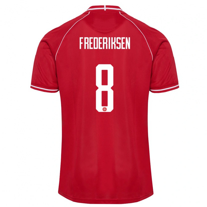 Danxen Hombre Camiseta Dinamarca Albert Frederiksen #8 Rojo Blanco 1ª Equipación 26-28 La Camisa México
