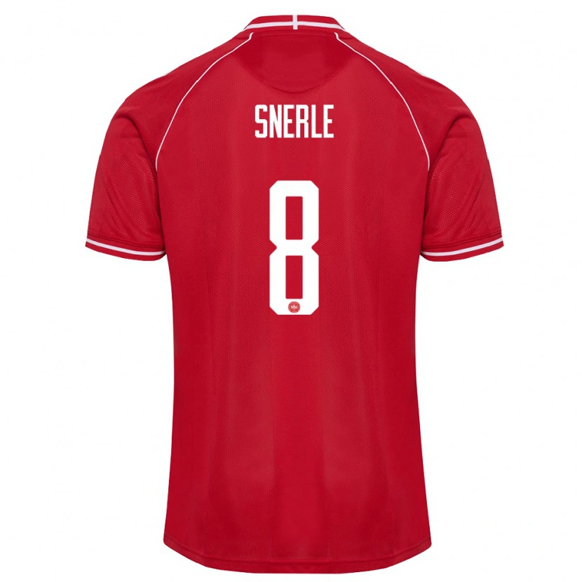 Danxen Hombre Camiseta Dinamarca Emma Snerle #8 Rojo Blanco 1ª Equipación 26-28 La Camisa México