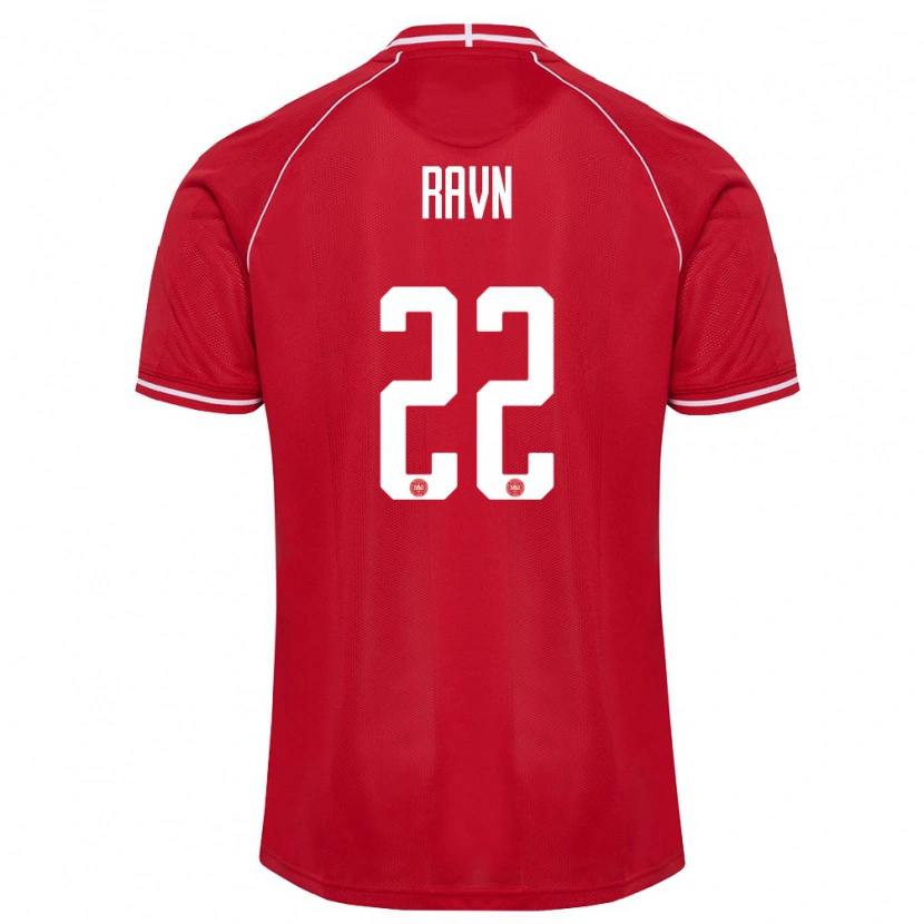 Danxen Hombre Camiseta Dinamarca Anders Ravn #22 Rojo Blanco 1ª Equipación 26-28 La Camisa México