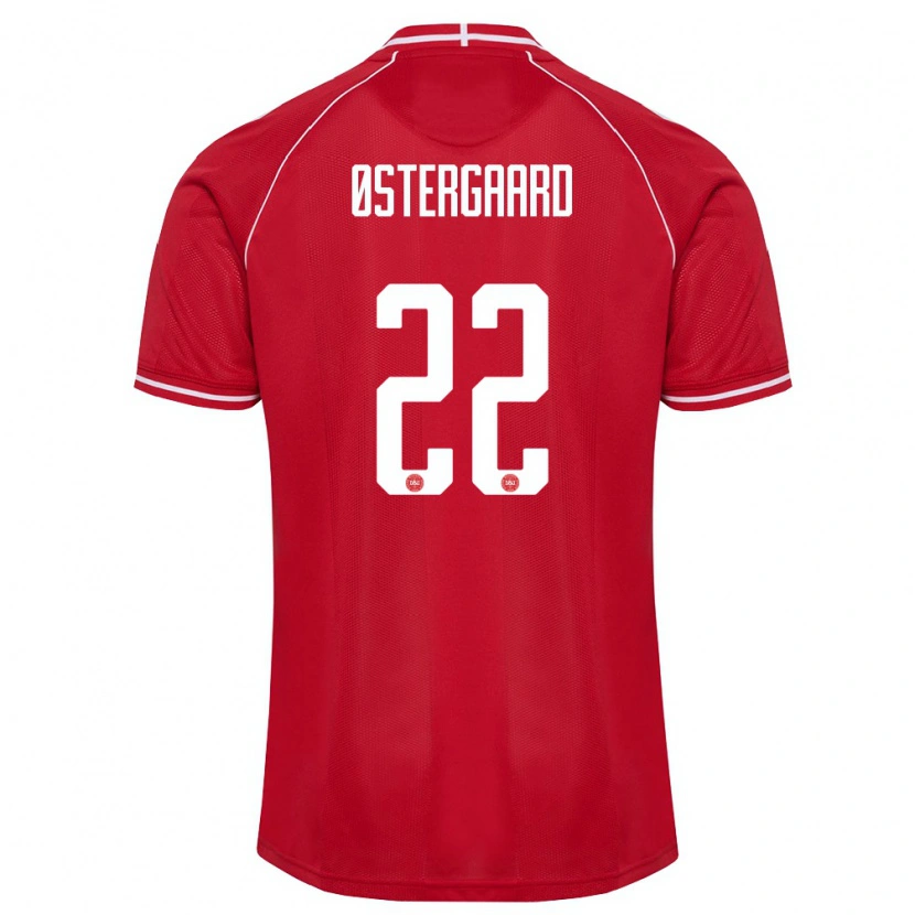 Danxen Hombre Camiseta Dinamarca Maja Bay Ostergaard #22 Rojo Blanco 1ª Equipación 26-28 La Camisa México