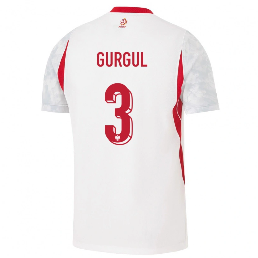 Danxen Hombre Camiseta Polonia Michał Gurgul #3 Blanco Rojo Gris 1ª Equipación 26-28 La Camisa México