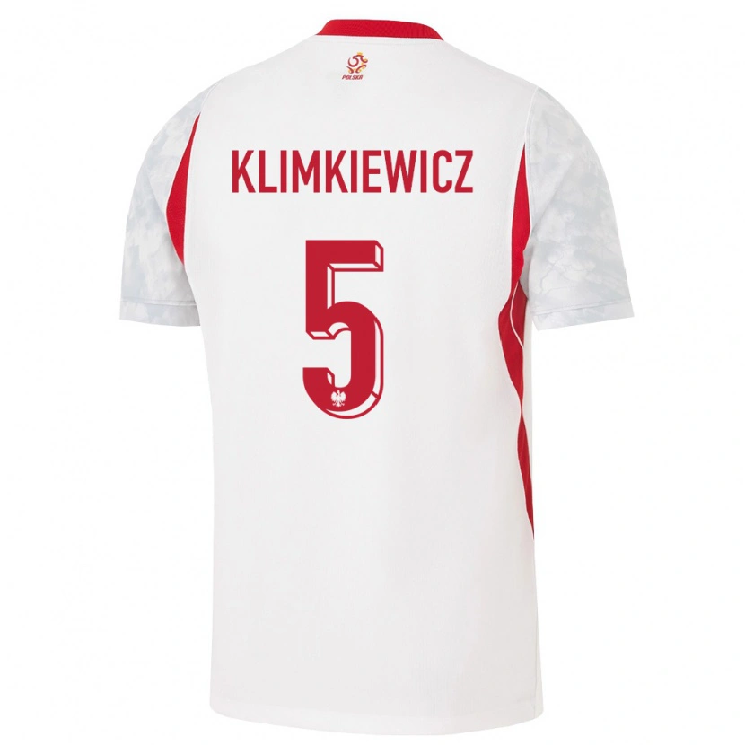 Danxen Hombre Camiseta Polonia Aleksander Klimkiewicz #5 Blanco Rojo Gris 1ª Equipación 26-28 La Camisa México