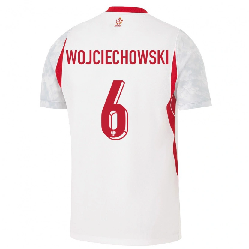 Danxen Hombre Camiseta Polonia Maciej Wojciechowski #6 Blanco Rojo Gris 1ª Equipación 26-28 La Camisa México