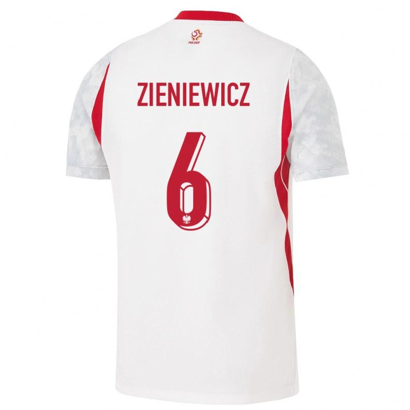Danxen Hombre Camiseta Polonia Wiktoria Zieniewicz #6 Blanco Rojo Gris 1ª Equipación 26-28 La Camisa México