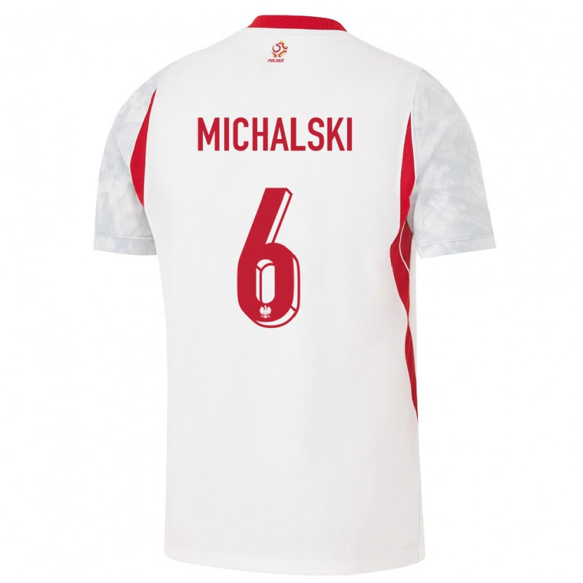 Danxen Hombre Camiseta Polonia Szymon Michalski #6 Blanco Rojo Gris 1ª Equipación 26-28 La Camisa México